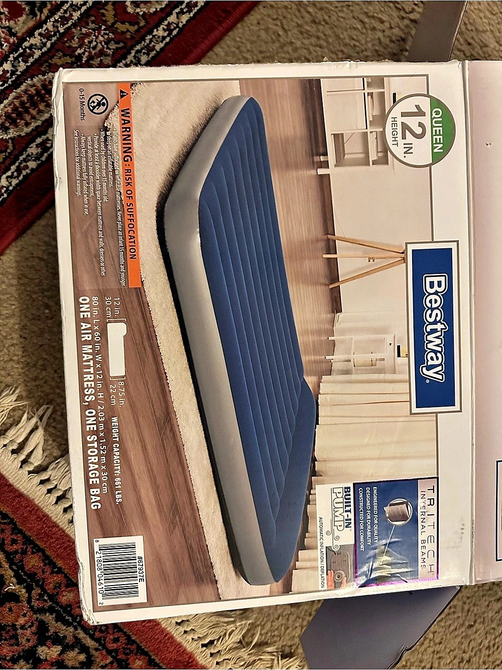 Bestway Tritech 12 in. Queen Air Mattress with Built-in Pump